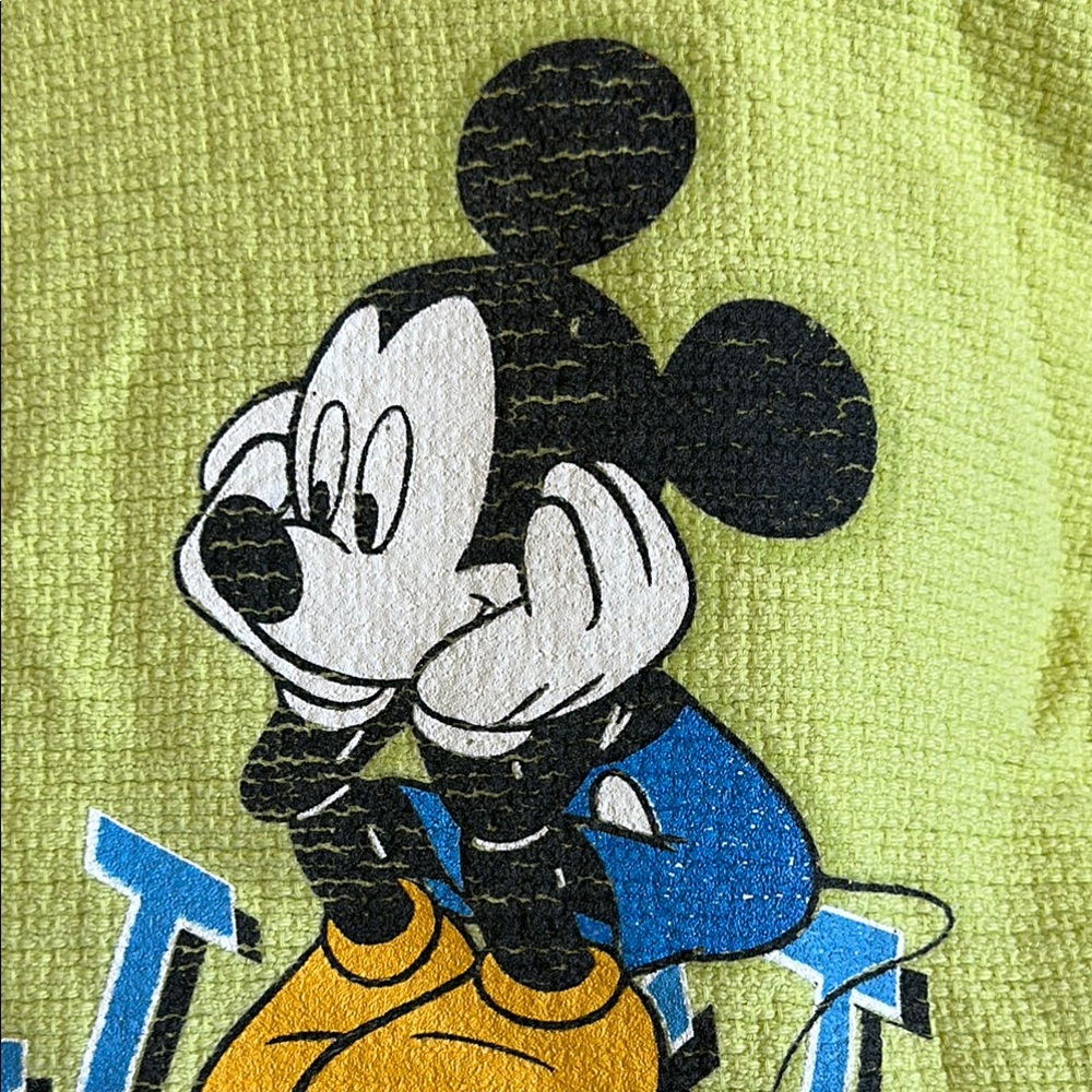 Vintage 80’s 90’s Mickey Mouse Lime Green & Blue Lightweight Sweatshirt - Picture 5 of 8